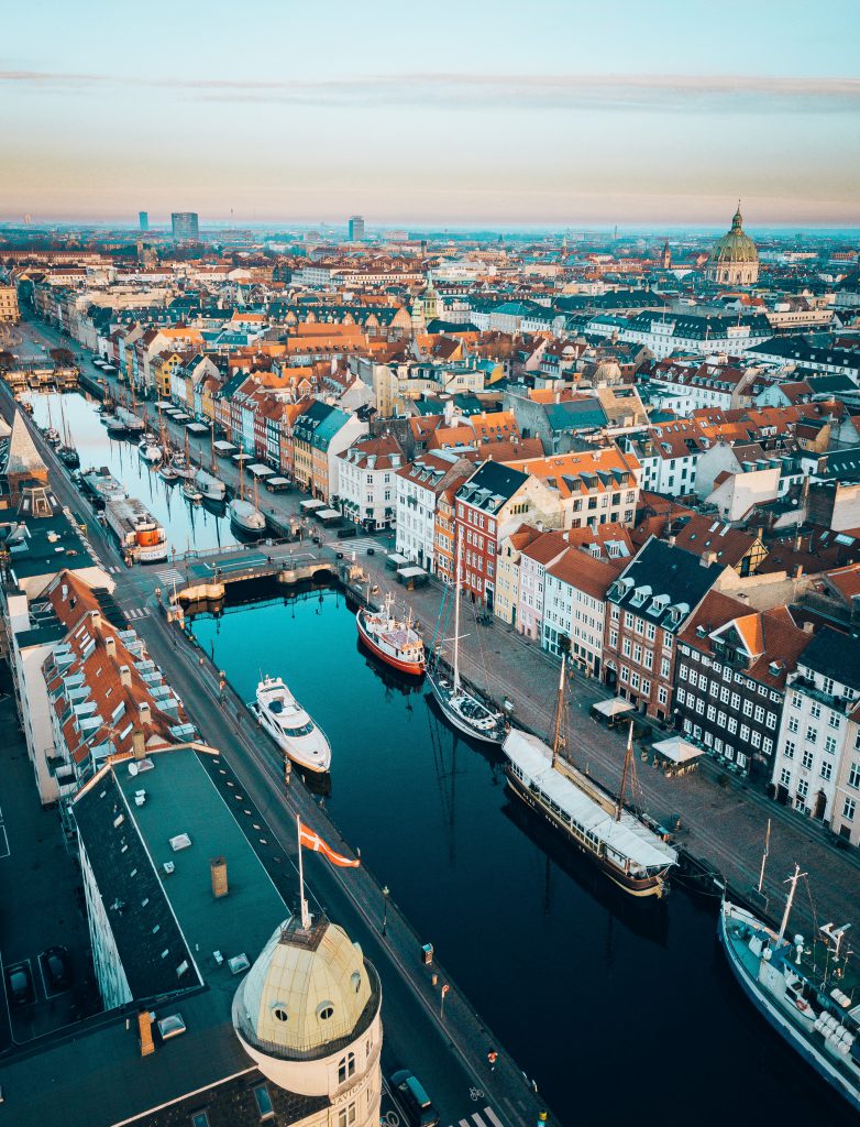 Blick von oben auf Kopenhagen. 