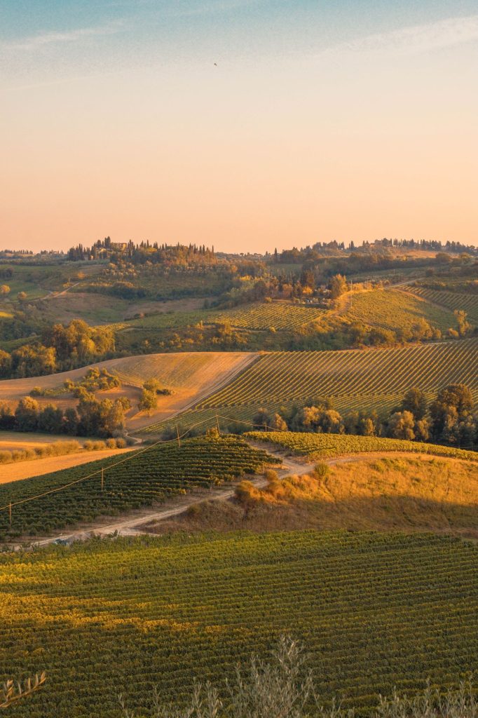 Glamping Italien - Blick auf die Landschaft der Toskana.